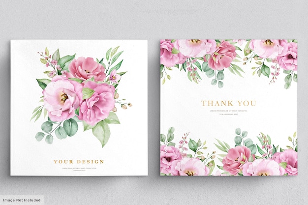 Wedding invitation card with flowers
