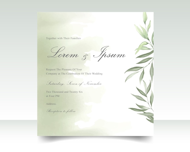 Wedding invitation card with foliage