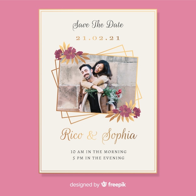 Wedding invitation card with photo