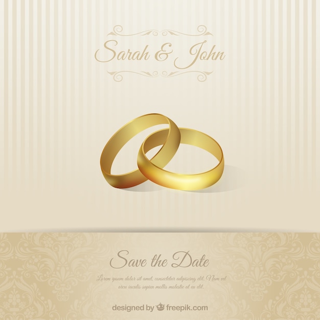 Wedding invitation card with rings