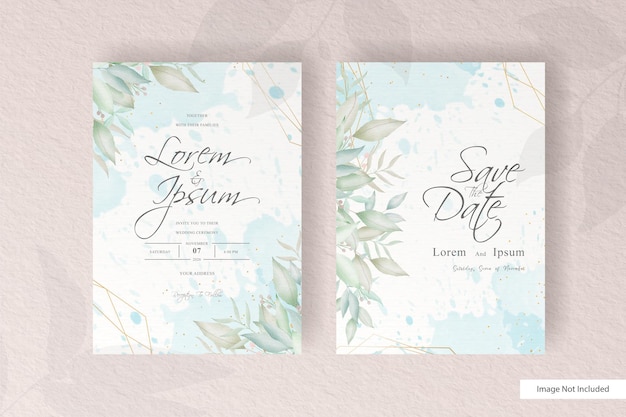 wedding invitation card with Watercolor arrangement floral