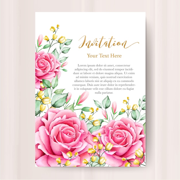 Carta di invito di nozze con modello floreale dell'acquerello
