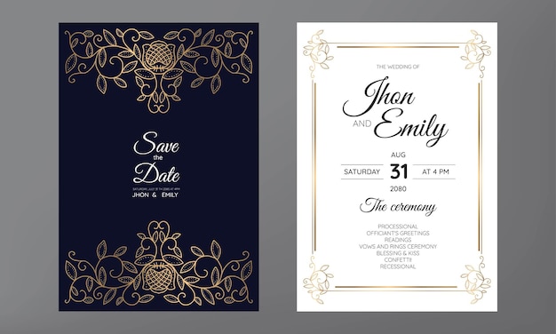 Wedding invitation cards baroque style gold Vintage Pattern Retro Victorian ornament