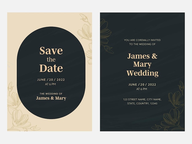 Wedding Invitation Cards Design in Front and Back Side Ready To Be Printable