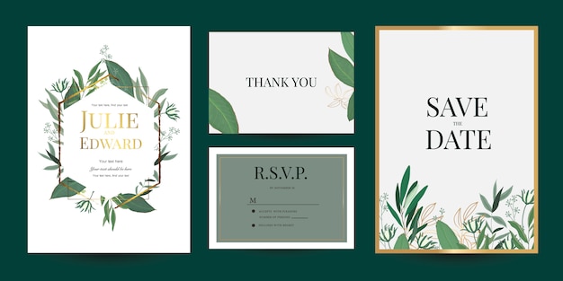 Wedding Invitation cards template set.