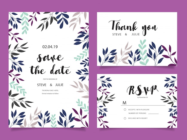 Wedding invitation cards,Thank you card, Wedding Stationery 