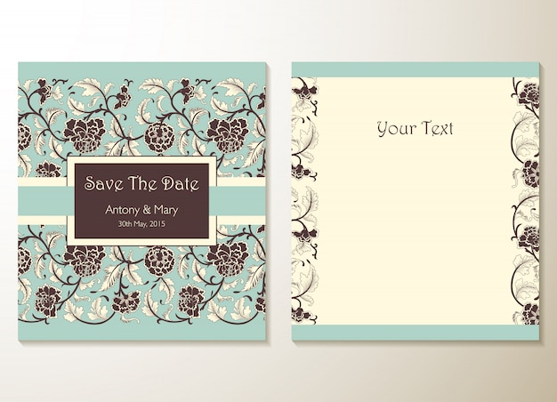 Wedding invitation cards with floral elements