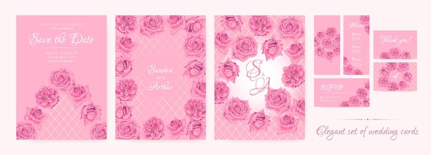 Wedding invitation cards with floral frames