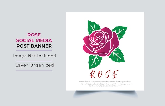Biglietti d'invito per matrimoni con fiori di rosa modello di banner per post sui social media di rose