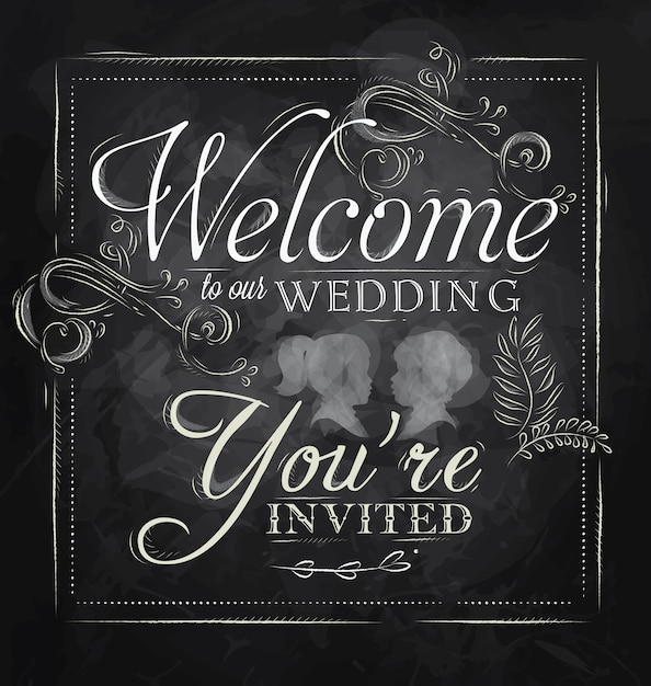 Vector wedding invitation chalk