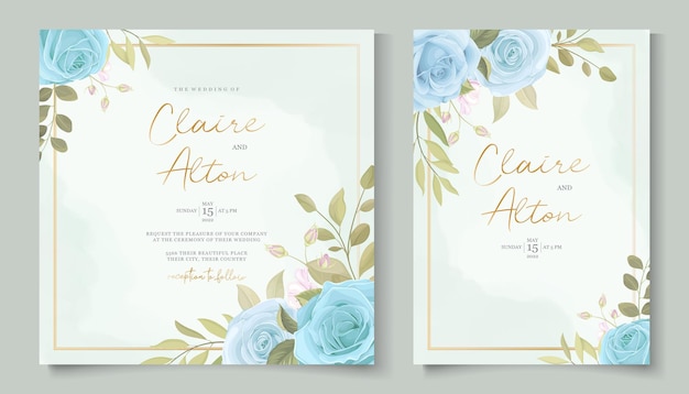 Wedding invitation concept with beautiful roses and leaves