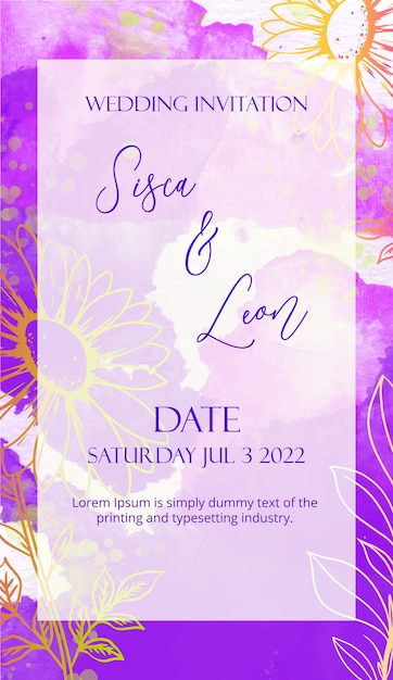 Wedding invitation cover design with flower theme