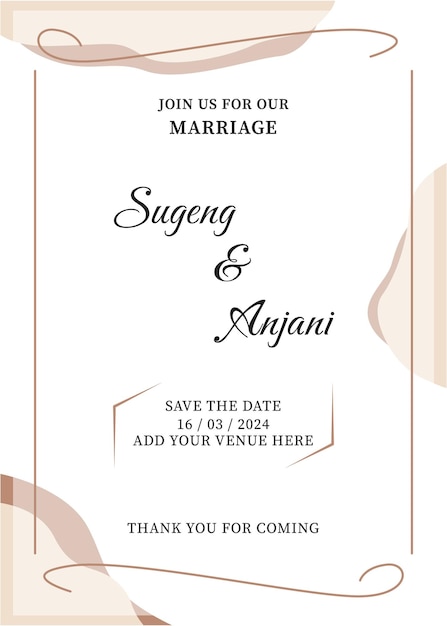 Vector wedding invitation design minimalist illustration announcement invite card luxury cover template