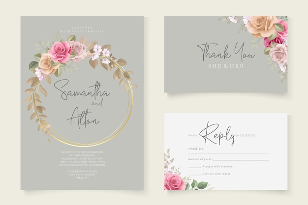 Wedding invitation design with beautiful flower