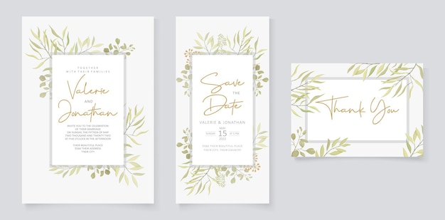 Wedding invitation design with leaf ornament