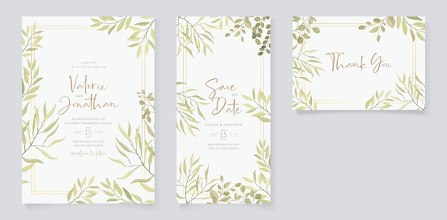 Wedding invitation design with leaf ornament