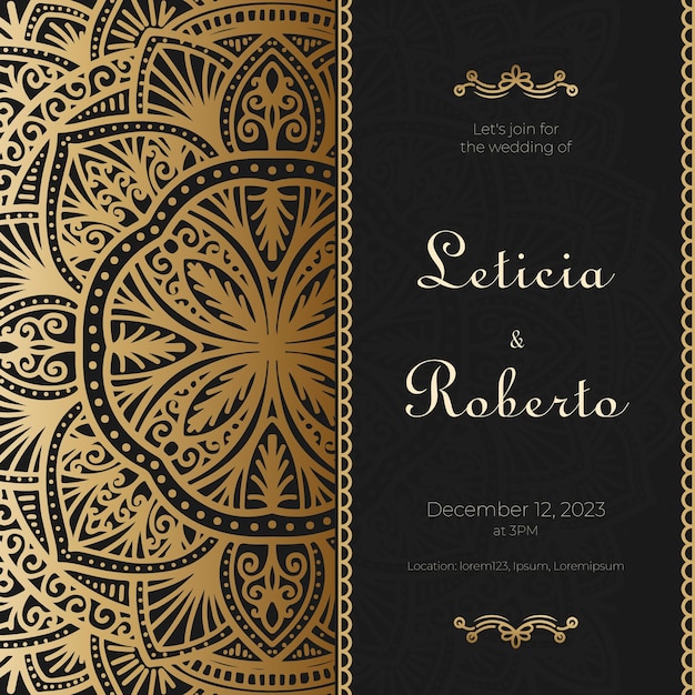 wedding invitation design with mandala and ornament