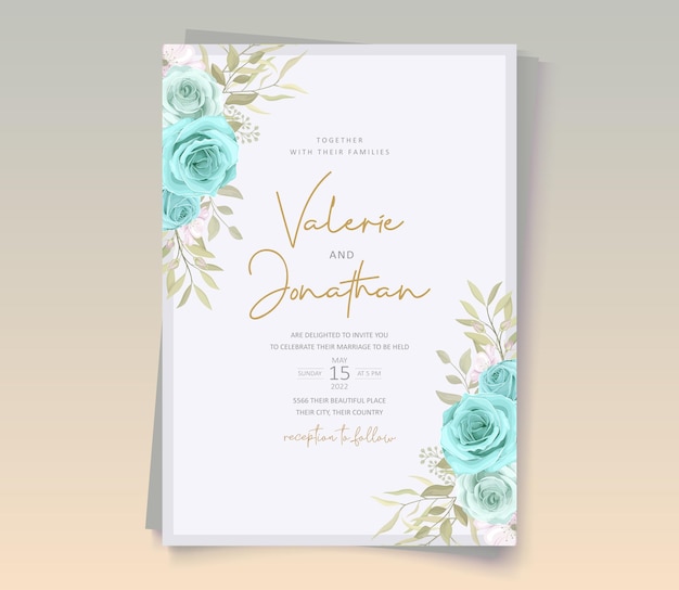 バラの柔らかな色の結婚式の招待状のデザイン
