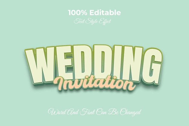 Wedding invitation editable text effect template