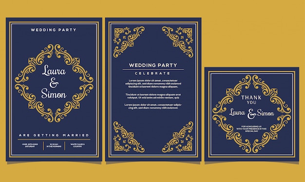 Vector wedding invitation elegant vintage  template