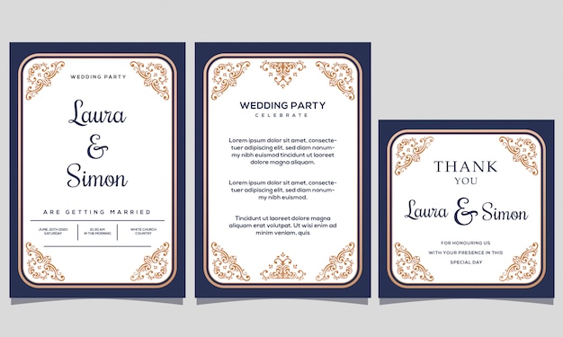 Wedding invitation elegant vintage  template