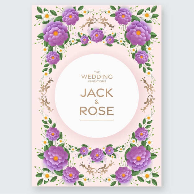 Wedding invitation floral card Paper cut flowers