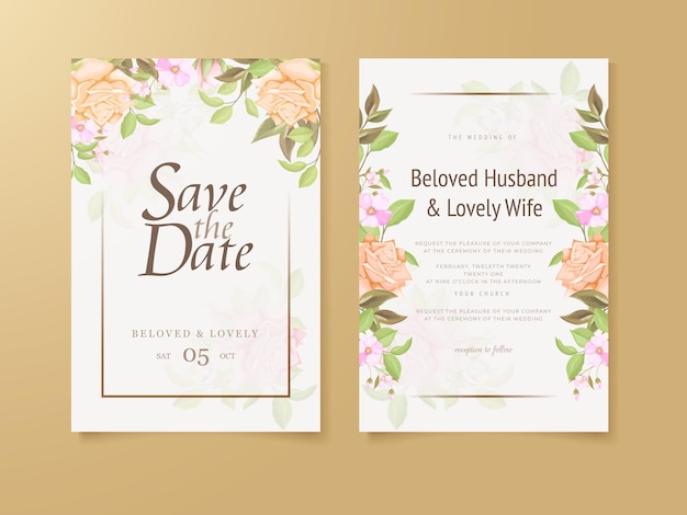 Wedding invitation floral concept template