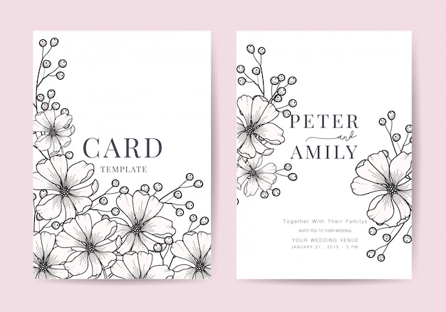 Wedding Invitation floral invite modern card Design template