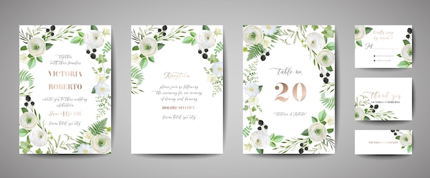 Wedding invitation floral invite thank you rsvp rustic card