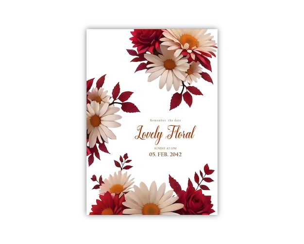 Wedding invitation floral template wedding invite card flower vector