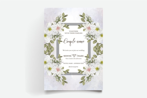 結婚式の招待状の花のテンプレート