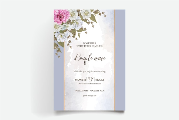 結婚式の招待状の花のテンプレート