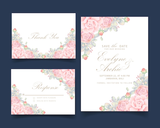 Wedding invitation floral with succulents