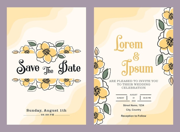 Wedding invitation flower border