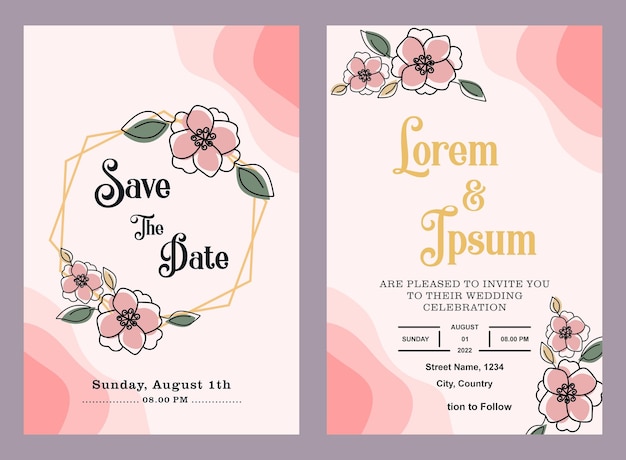 Wedding invitation flower border