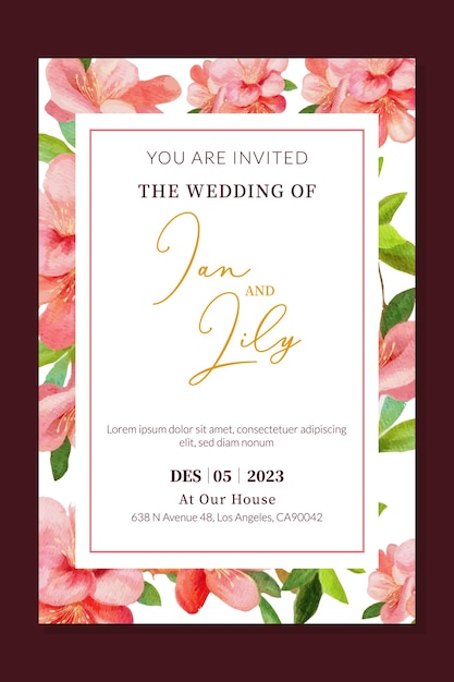 Wedding invitation flowers watercolor