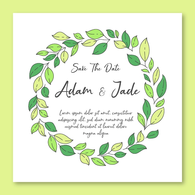 Wedding Invitation Framed with Leaves