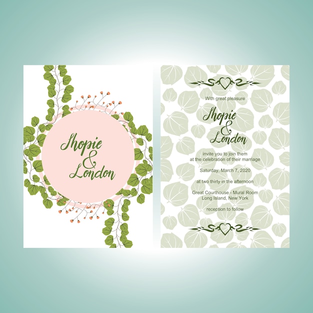 Wedding Invitation Greeting Card Template Elegant Floral