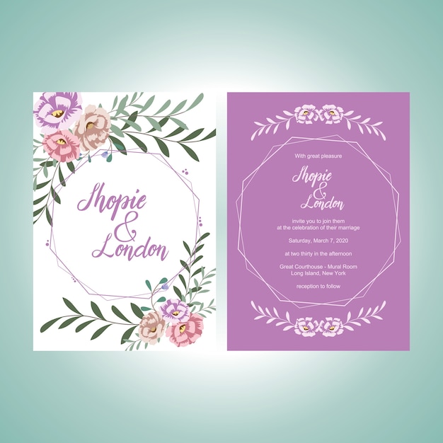 Wedding invitation greeting card template elegant floral