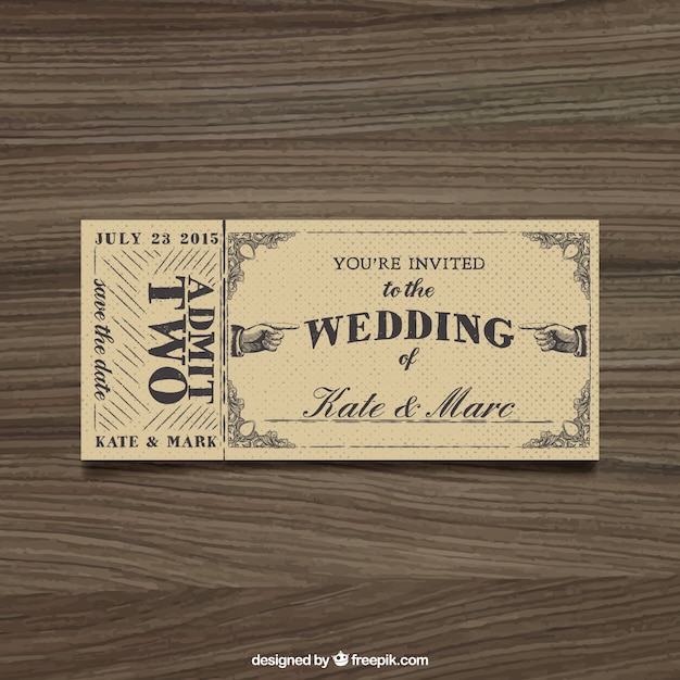 Свадебные приглашения в стиле билетов