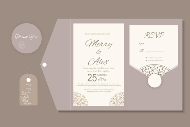 wedding invitation mandala with pastel color design