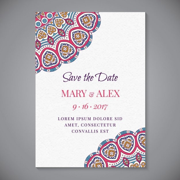 Wedding invitation of mandalas