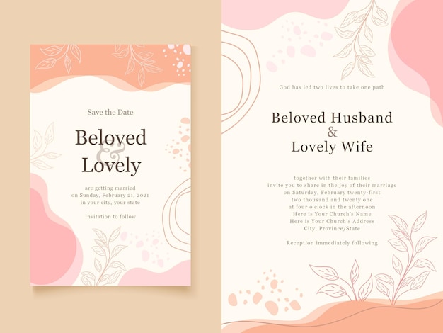 Wedding invitation memphis style template