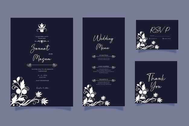 Wedding invitation and menu template