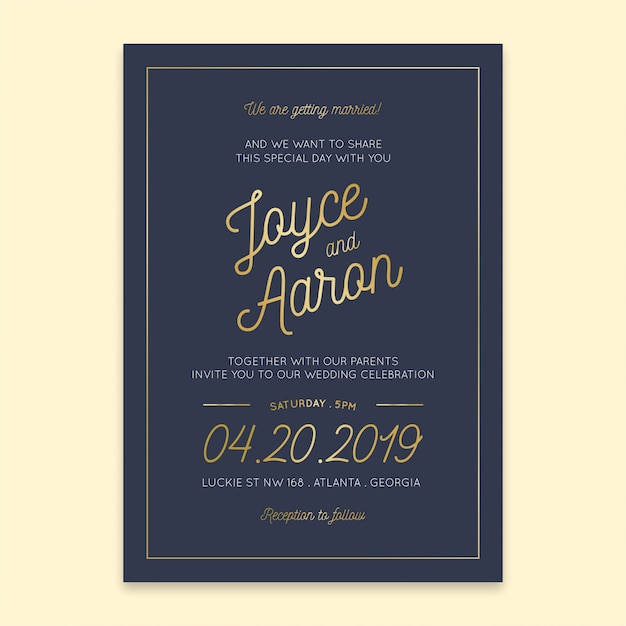 Vettore wedding invitation navy