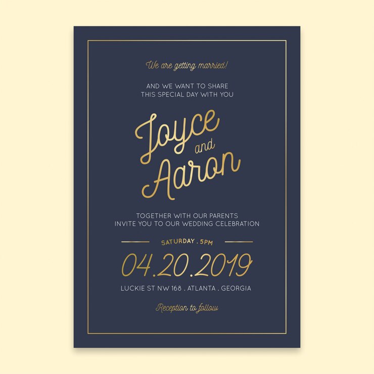 Wedding Invitation Navy