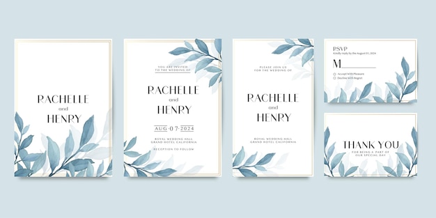 wedding invitation pack with floral watercolor