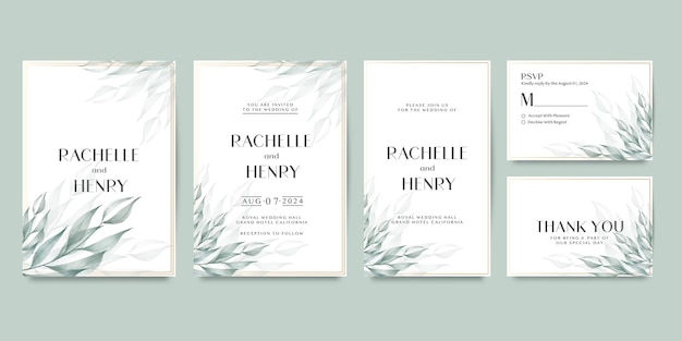 Wedding invitation pack with floral watercolor