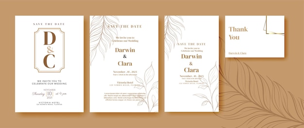 Wedding invitation pack with rsvp thank you and Social Media story