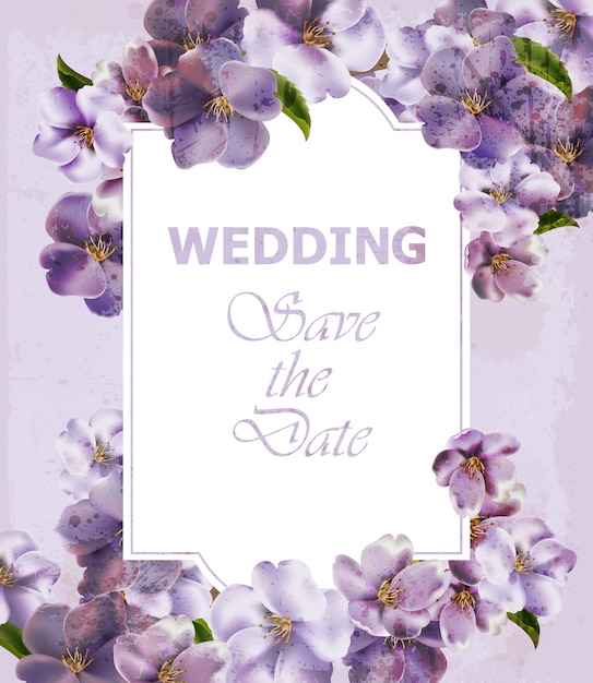 Wedding invitation purple card